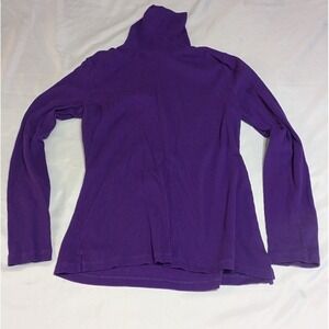 Lauren Ralph Lauren Turtleneck Top Womens XL Purple Excellent Ribbed Cotton
